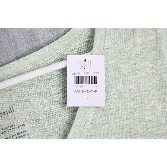 J Jill Pure Jill Shirt Womens Large Green Soft Scoop Neck Tee Linen Blend - Picture 3 of 8